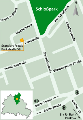 Lageplan der Praxis in Pankow © Wächter